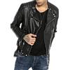 RED BRIDGE Giacca in finta pelle da uomo Giubbotto Manica lunga Similpelle Biker Casual Stile biker Nero L