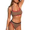 CUPSHE Set bikini da donna a vita alta, color block, racerback, testurizzato, costume da bagno, Leopardo Marrone, M