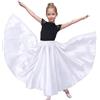 Baisdan Gonna per Danza del Ventre per Ragazze, Gonna Lunga in Raso Cerchio Completo per Danza del Ventre, Costume da Ballo Flamenco,Bianco 5-7 Anni