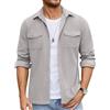 COOFANDY - Giacca da uomo con camicia a maniche lunghe, stile casual, con bottoni, in maglia a nido d'ape, leggera, con tasche a patta, Grigio chiaro, S