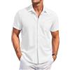 COOFANDY Camicia da Uomo a Manica Corta Estiva Camicia Casual con Bottoni Holiday Beach Hawaii Shirt con Tasca Bianco M