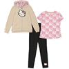 Hello Kitty Set da 3 pezzi con felpa con cappuccio e leggings con legging, maglietta e felpa con cappuccio, per bambini, Pesca, 7
