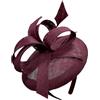 Caprilite Cappello pillbox in sinamay, con decorazione con spirali astratte e una piuma lunga, hatinator fascinator per le corse di Ascot