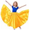Baisdan Gonna per Danza del Ventre per Ragazze, Gonna Lunga in Raso Cerchio Completo per Danza del Ventre, Costume da Ballo Flamenco,Giallo 8-12 Anni