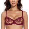 Wingslove Reggiseno Donna Sexy Trasparente con Ferretto Floreale Pizzo Non Imbottito
