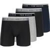 Ted Baker 4 Pack Cotton Stretch Boxer Briefs Corti, Bellezza Nera/Grigio mélange/Cielo, M Uomo