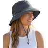 Creekstone Cappello da pioggia impermeabile da donna, UPF50+, a tesa larga, pieghevole, leggero, per escursioni e viaggi all'aperto