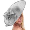 Caprilite Grande fascinator in sinamay Hatinator a disco con piattino e tesa su fascia per capelli, 41 cm