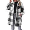 Generisch Cappotto di lana da donna, lungo cappotto in pile, giacca teddy casual, trench caldo, duffel coat vintage a quadri, cappotto invernale da donna con bottone, spessa giacca coccolosa, cappotto