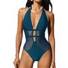 CUPSHE Costume da bagno intero da donna con scollo a V profondo e allacciatura posteriore in rete