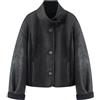 Generico Giacca da donna in finta pelle scamosciata shearling Cappotto caldo da donna con bottoni foderati in sherpa Cappotto invernale con fodera in pelliccia