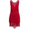 EFOGEP Abito da Donna con Nappe per Danza Latina, Stile Vintage Anni 20, Senza Maniche, Sexy, per Cocktail, Festa a Tema, Stile Flapper, con Frange, Mini, per Tango, Samba, Cha Cha, Abbigliamento da