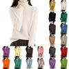 Generic Maglioni in maglia da donna a maniche lunghe con collo a scialle maglione da donna a tinta unita taglia grande pullover maglioni invernali in pile larghi top casual a vestibilità sciolta maglioni in