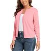 CUNYI Cardigan Donna Maglia con Bottoni Girocollo Classico Manica Lunga Giacca Cappotto Elegante, Rosa L