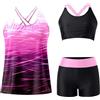 Generico Tankini da Donna in 3 Pezzi Canotte Top e Bikini Push Up e Pantaloncini da Bagno a Vita Alta Costume da Bagno Sportivo Tankini Coprente Contenitivo per Mare Piscina Spiaggia