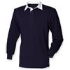 Front Row Polo di cotone al 100%, a maniche lunghe, da uomo Navy/White Large