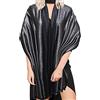 Gragengs Scialli e copricolli di pashmina metallica brillante per donna, sciarpa lunga per festa, tinta unita, due toni, Nero/Argento, 70.8 x 27.5 inch(180x70cm)