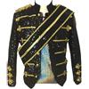 ZBH1985 Giacca Slim con Paillettes da Uomo Vestaglia Reale Stile Steampunk Vittoriano Medievale Gotico per Carnevale, Nero , XS