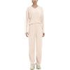 AGYMNX Pigiama lungo da donna, in cotone, a maniche lunghe, con scollo a V, 2 pezzi, slim fit, da notte, con tasche, tuta sportiva, beige., M