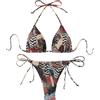 GORGLITTER Set bikini da donna a vita alta, bikini a triangolo, costume da bagno in due pezzi, costume da bagno boho, costume da spiaggia, Nero , L