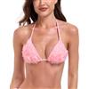 RELLECIGA Costume Donna Reggiseno Bikini Top Classico a Triangolo 3D Flowers Rosa Chiaro XL