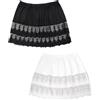 MYDUOLIA Pizzo Shirt Extender per le donne Plus Size Sottogonna Elastico Vita Mezza Slip Mini Gonne, Nero, Bianco, Large-X-Large