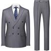 MOGU Abito da Uomo Doppiopetto gessato 2 Pezzi Slim Fit Smoking Giacca Formale e Pantaloni per Affari, Matrimoni, Balli di fine Anno, Grigio Scuro, M