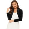 Allegra K Coprispalle da donna in velluto a maniche lunghe per Natale, bolero smanicato corto con apertura frontale per cocktail e feste, Nero , L