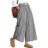 Neer Pantaloni Gonna da Donna a Quadretti Gingham Culotte Ampie e Fluide Vita Elasticizzata Modello Palazzo Casual con Tasche(XXL,Quadri Bianchi e Neri)