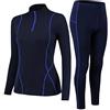 Fengzio Intimo Termico Donna Invernale, Maglia Termica Donno Funzionale Pantaloni e Maglie con Cerniera, Tuta Termice Donne Set per Sci Corsa Palestra-Blu,XXL