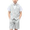 LOLANTA 4PZ Completo Cerimonia Bambino, Abito Bimbo Estivo con Gilet Pantalone Camicia e Papillon, 8-9 Anni, Grigio, Tag 140