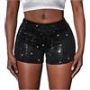SHTGOI 1 paio di pantaloncini da donna con paillettes, a vita alta, sexy, elasticizzati, casual, larghi, per bar, spettacoli, feste a tema, discoteca, danza, costume da ballo, nero