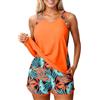 Generico Tankini Donna Mare Curvy Costume da Bagno Due Pezzi Push Up Canottiera e Pantaloncino Vita Alta Costume Tankini Imbottito Modellante Taglie Forti Sportivo Costumi Piscina Spiaggia Swimwear Beachwear