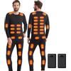 Ventouse Set di Biancheria Intima Riscaldata con 2 Powerbank: 3 Livelli di Calore 42 Zone di Riscaldamento Inverno Uomo Pantaloni e Top Riscaldati per Moto Ciclismo Sci Campeggio Invernale, Nero, XL