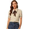 Allegra K Donna Top a Maniche Corte con Colletto alla Peter Pan a Pois