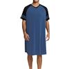 Enjyam Camicia Notte Uomo Pigiami Estivi Maglia Lunga da Notte Maniche Corte per Estate-Blu Scuro/3XL