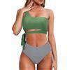 Rayson Donna Vita Alta Costume da Bagno a Due Pezzi Bikini Set Chic Monospalla retrò con Spalline Laterali