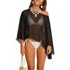 Djbdesi Poncho da donna in tessuto a rete trasparente, con orlo asimmetrico, copricostume estivo da sera