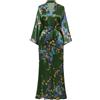 BABEYOND vestaglia da donna maxi lunga in seta, in raso, kimono con motivo a pavone, accappatoio da donna lungo, vestaglia per pigiama party, Einheitsgröße Große Größen