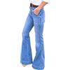 Generic Jeans da donna svasati in denim pantaloni a gamba larga 18 alti da donna, Blu, XL
