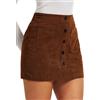 TZLDN Gonna in corduroy da donna, minigonna, autunnale, gonna a tubino con tasca a vita alta, elegante, in corduroy, invernale, marrone, L