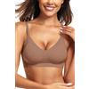 Vertvie Reggiseno Senza Ferretto Cuciture Donna Push Up Comfy Bralette con Cuscinetti Rimovibili Reggiseno Cinghie Regolabili Reggiseno (1pc caffè,L)