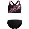 Speedo Costume da bagno a due pezzi con logo Medley Racerback, antracite/rosa Margarita