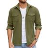 COOFANDY - Camicia da uomo a maniche lunghe con trama a nido d'ape e bottoni, casual, leggera, con tasche con patta, sopracamicia, giaccia camicia, Verde oliva, XL