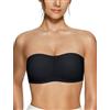 Vertvie Reggiseno senza spalline senza spalline senza cuciture imbottito reggiseno a fascia antiscivolo in silicone top push up convertibile bralette, nero, S