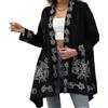 Vakakado Kimono ricamato, cardigan da donna, a maniche lunghe, leggero, boho, estivo, con ricami floreali, Ethno Beach Cardigan, 832-nero, 3XL
