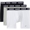 Nike Boxer da Uomo in Cotone Elasticizzato per Tutto Il Giorno, Biancheria Intima da Uomo, Confezione da 3, Bianco/Grigio Melange/Nero, Medium
