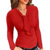 VICHYIE Maglia da Donna con Colletto Rotondo, a Maniche Lunghe, vestibilità Sottile, Tinta Unita, Basic, Rosso,S