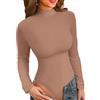 VICHYIE Body da donna a maniche lunghe, elegante colletto alto, stile basic aderente, ideale come canottiera