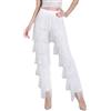 ZBH1985 Pantaloni da ballo latino da donna con nappa, danza da sala da ballo, professionali, neri, per adulti, con frange, rumba, tango, salsa, bianco, S